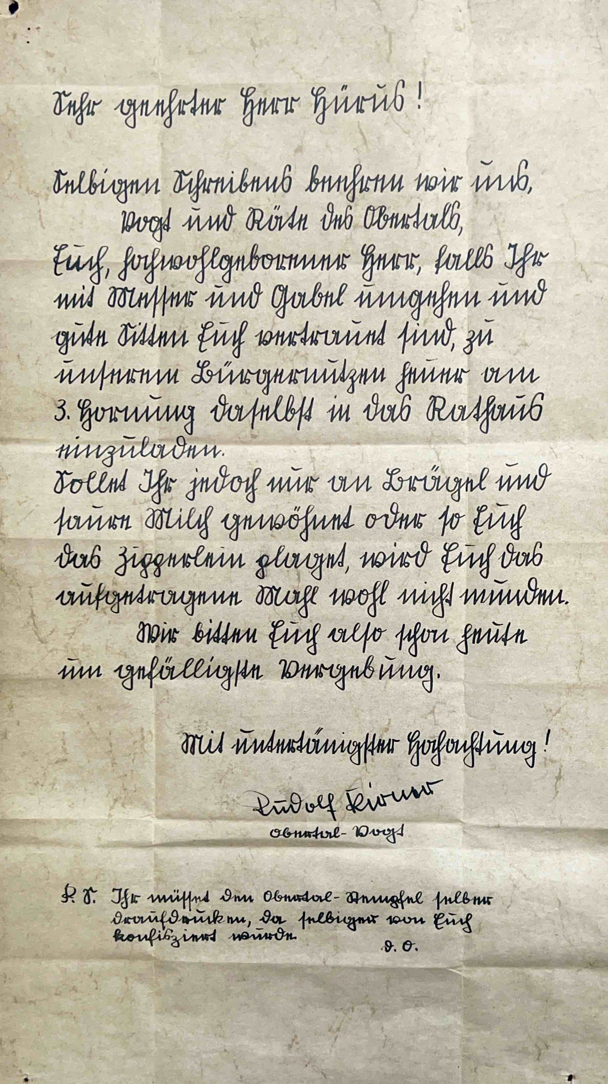Schreiben vom Vogt an Hürus